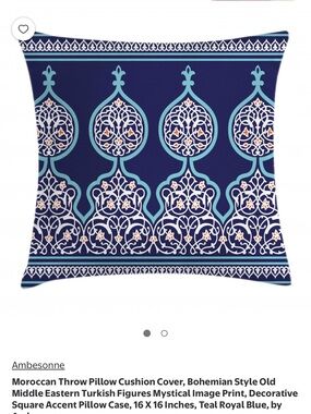 Ambesonne Teal and Navy Blue Moroccan Pattern Accent Pillow Cover